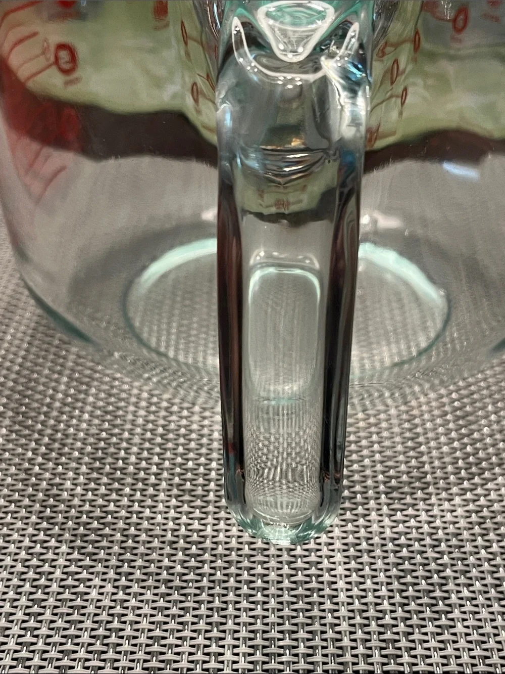 Pyrex Clear Glass Measuring Bowl with Red Lid and Red Markings